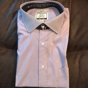 Purple/white stretch collar button down